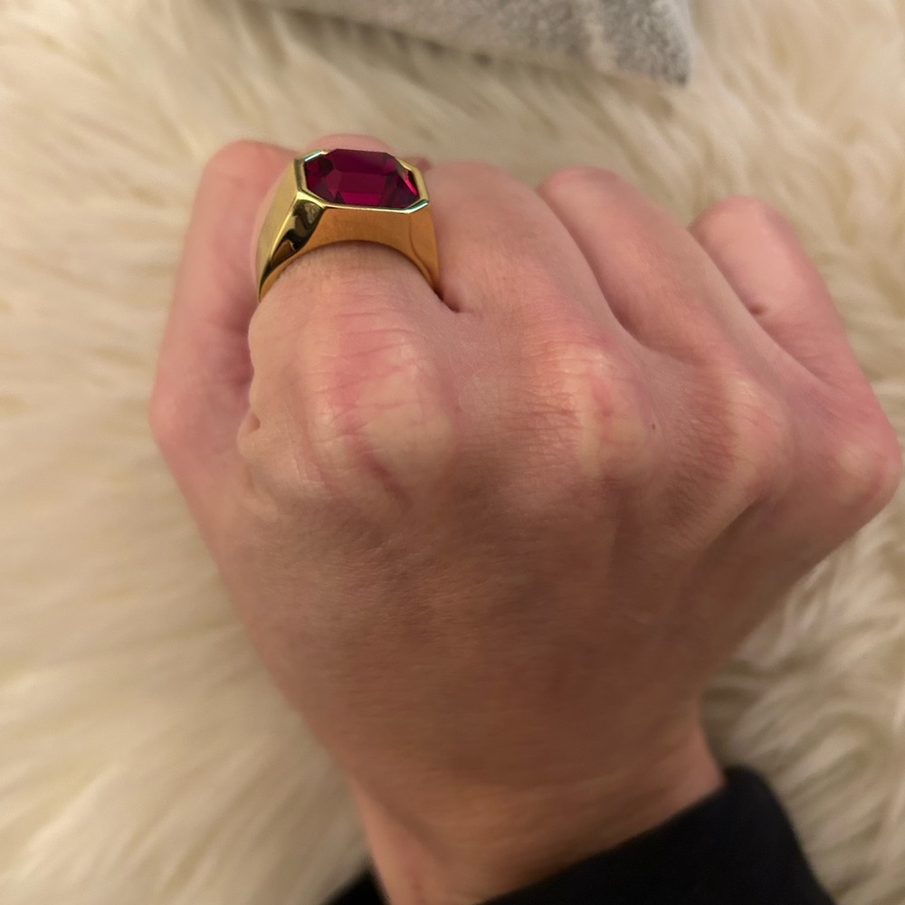 Short & Suite Chunky Gem Ring In Ruby, Size 7 - image 6